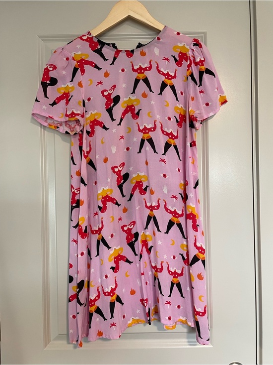 Nooworks Dresses & Skirts - Nooworks Pink Mini Dress with Red, Black & Yellow Dancers